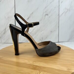 Salvatore Ferragamo Womens Size 6 B Grey Suede Snakeskin Strappy Heels 28349